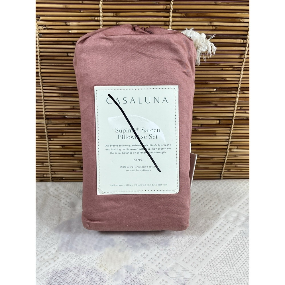 Casaluna Supima Sateen King Pillowcase Set Rose
